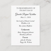 Katholiek Baby Meisje Doopherdenking Heilige Kaart (Achterkant)