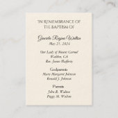 Katholiek Baby Meisje Doopherdenking Heilige Kaart Visitekaartje (Achterkant)