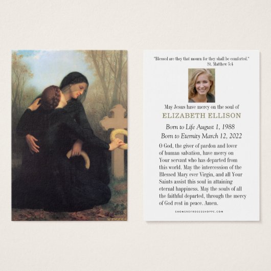 Katholiek begrafenisgebed Gravesite Memorial Visitekaartje (Voorkant /achterkant)