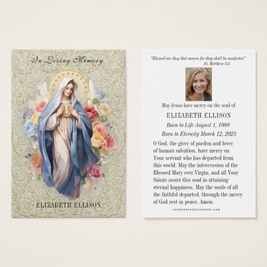 Katholiek begrafenisgebed Maagd Maria Heilig Visitekaartje (Voorkant /achterkant)