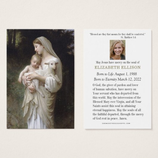 Katholiek begrafenisgebed Maagd Maria Jezus Visitekaartje (Voorkant /achterkant)