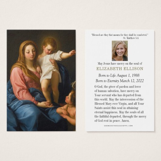 Katholiek begrafenisgebed Maria Jezus Johannes Visitekaartje (Voorkant /achterkant)