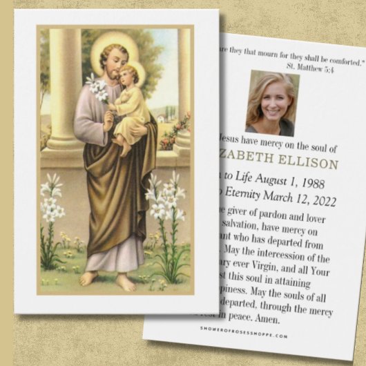 Katholiek begrafenisgebed St. Joseph Visitekaartje