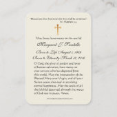 Katholiek begrafenismonument Gouden Bloemengebed Visitekaartje (Achterkant)