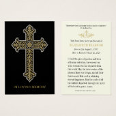 Katholiek begrafenismonument | Gouden Kruis gebed Visitekaartje (Voorkant /achterkant)