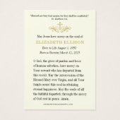 Katholiek begrafenismonument | Gouden Kruis gebed Visitekaartje (Achterkant)