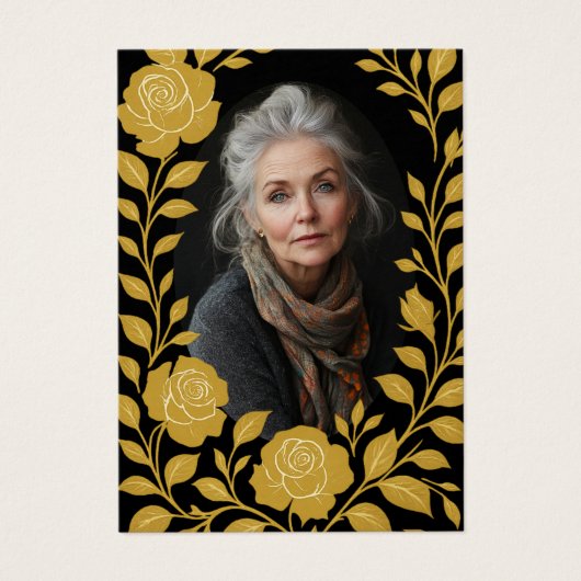 Katholiek begrafenismonument | Gouden Rozen Visitekaartje (Voorkant)