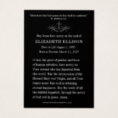 Katholiek begrafenismonument | Het gebed van de wi Visitekaartje (Achterkant)