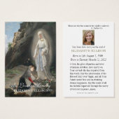 Katholiek begrafenismonument Lourdes St. Bernadett Visitekaartje (Voorkant /achterkant)