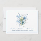 Katholiek Blauw Bloemen Eerste Communie Eucharisti Kaart (Achterkant)