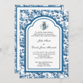Katholiek Blauw Bloemen Maagd Maria Bruiloft Kaart (Voorkant / Achterkant)