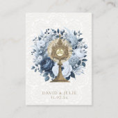 Katholiek Blauw Bloemen Monstrans Huwelijk Heilige Visitekaartje (Voorkant)