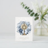 Katholiek Blauw Bloemen Monstrans Huwelijk Heilige Visitekaartje (Staand voorkant)