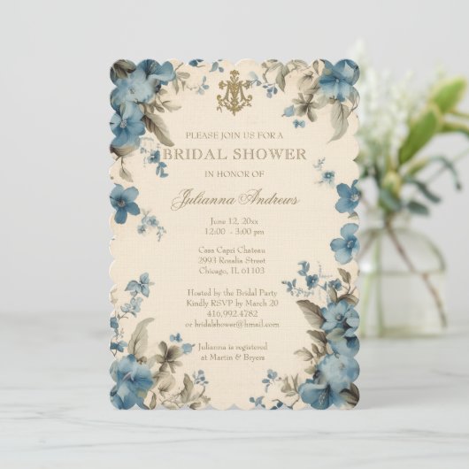 Katholiek Blauw Bloemen Vrijgezellenfeest Marian C Kaart (Staand voorkant)