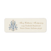 Katholiek Blauw Mariaal Monogram Etiket (Voorkant)