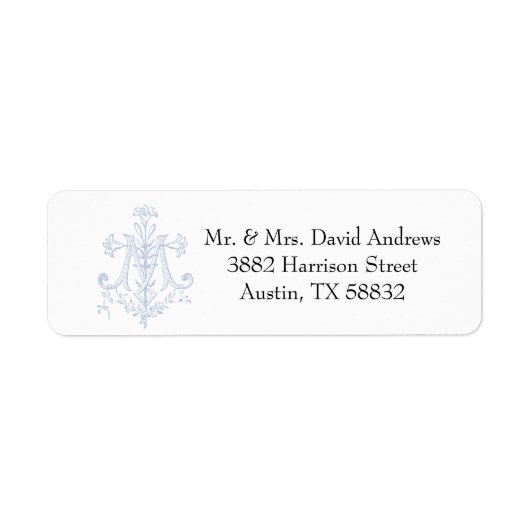 Katholiek Blauw Marian Cross Gezegende Moeder Etiket (Voorkant)