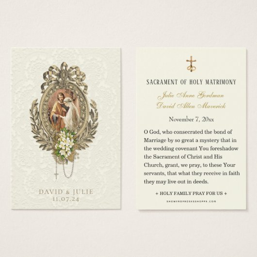 Katholiek Bloemen Goud Bruiloft Heilige Kaart (Voorkant /achterkant)