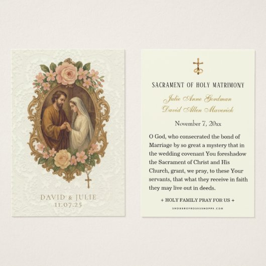 Katholiek Bloemen Goud Bruiloft Heilige Kaart (Voorkant /achterkant)