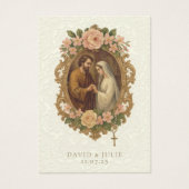Katholiek Bloemen Goud Bruiloft Heilige Kaart (Voorkant)
