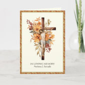 Katholiek Bloemen Kruis begrafenis Mis gebed Kaart (Voorkant)