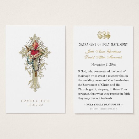 Katholiek Bruiloft Gebed Kruis & Hart van Maria Visitekaartje (Voorkant /achterkant)