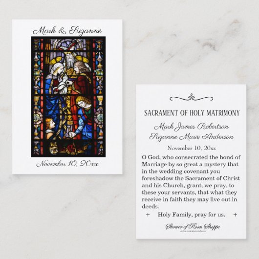 Katholiek Bruiloft Verloving Favor Holy Kaart Visitekaartje (Voorkant / Achterkant)