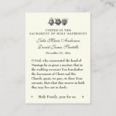 Katholiek bruiloftsgebed Betrothal Mary Joseph Visitekaartje (Achterkant)