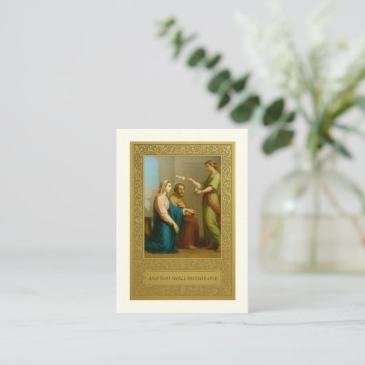 Katholiek bruiloftsgebed Betrothal Mary Joseph Visitekaartje (Staand voorkant)