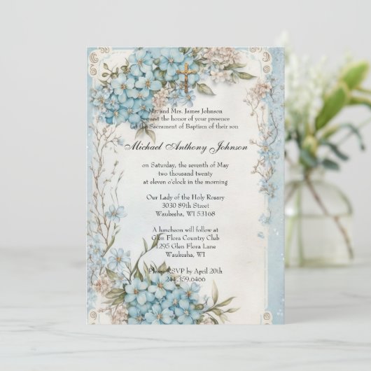 Katholiek  doop doop baby jongen Invi Kaart (Staand voorkant)