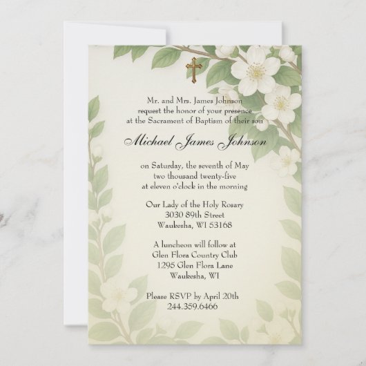 Katholiek Doopsel Gezegende Moeder en Kind Kaart (Voorkant)