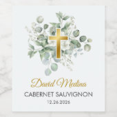 Katholiek doopsel Waterverf Groen laat religieus Wijn Etiket (Enkel label)