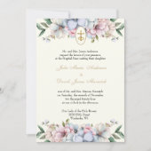 Katholiek Elegant Bloemen Religieus Huwelijk Kaart (Voorkant)