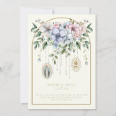 Katholiek Elegant Bloemen Religieus Huwelijk Kaart (Achterkant)