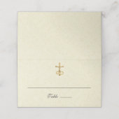 Katholiek Elegant Ecru Kant Bruiloft Plaatskaartje (Buitenkant ongevouwen)