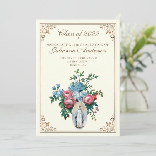 Katholiek Elegant Religieus Afstuderen Kaart (Staand voorkant)