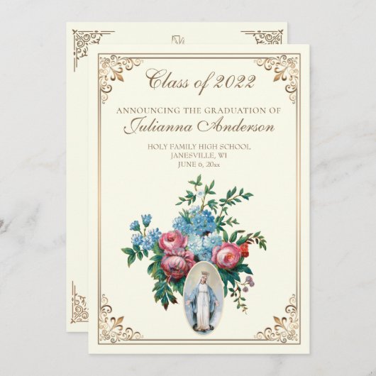 Katholiek Elegant Religieus Afstuderen Kaart (Voorkant / Achterkant)