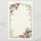 Katholiek Eucharistisch Roos & Kelk Communie Briefpapier (Voorkant)