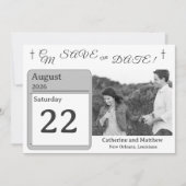 Katholiek Faux-Satijn Monogrammed Save the Date (Voorkant)