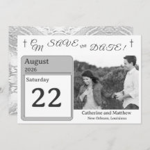 Katholiek Faux-Satijn Monogrammed Save the Date