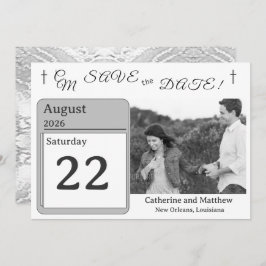 Katholiek Faux-Satijn Monogrammed Save the Date