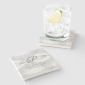 Katholiek Faux-Satijn Monogrammed Stenen Onderzetter (Zijkant)