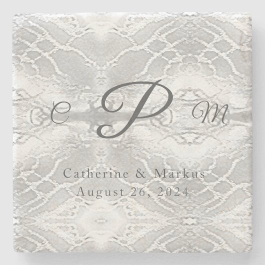Katholiek Faux-Satijn Monogrammed Stenen Onderzetter (Voorkant)