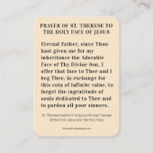 Katholiek Gebed Heilig Gezicht van Jezus Lijkwade Plaatskaartje (Achterkant)