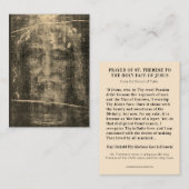 Katholiek Gebed Heilig Gezicht van Jezus Lijkwade  Plaatskaartje (Voorkant / Achterkant)