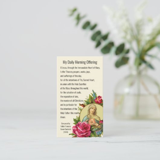 Katholiek Gebed Ochtend offeren Maagd Maria Jezus Visitekaartje (Staand voorkant)