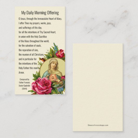 Katholiek Gebed Ochtend offeren Maagd Maria Jezus Visitekaartje (Voorkant / Achterkant)
