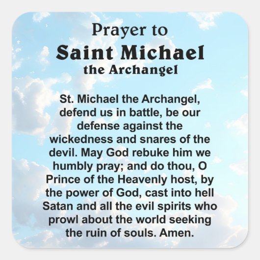 Katholiek Gebed voor Bescherming en Moed Vierkante Sticker (Voorkant)