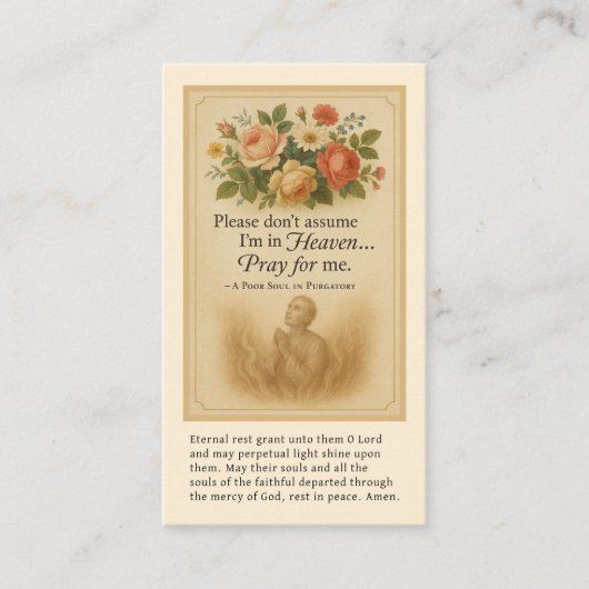 Katholiek gebed voor zielen in purgatory Funeral Plaatskaartje (Voorkant)