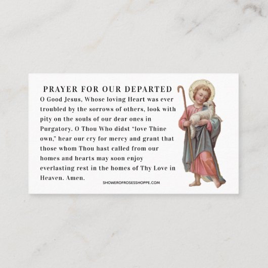 Katholiek gebed voor zielen in purgatory Funeral Plaatskaartje (Achterkant)
