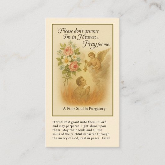 Katholiek gebed voor zielen in purgatory Funeral Plaatskaartje (Voorkant)